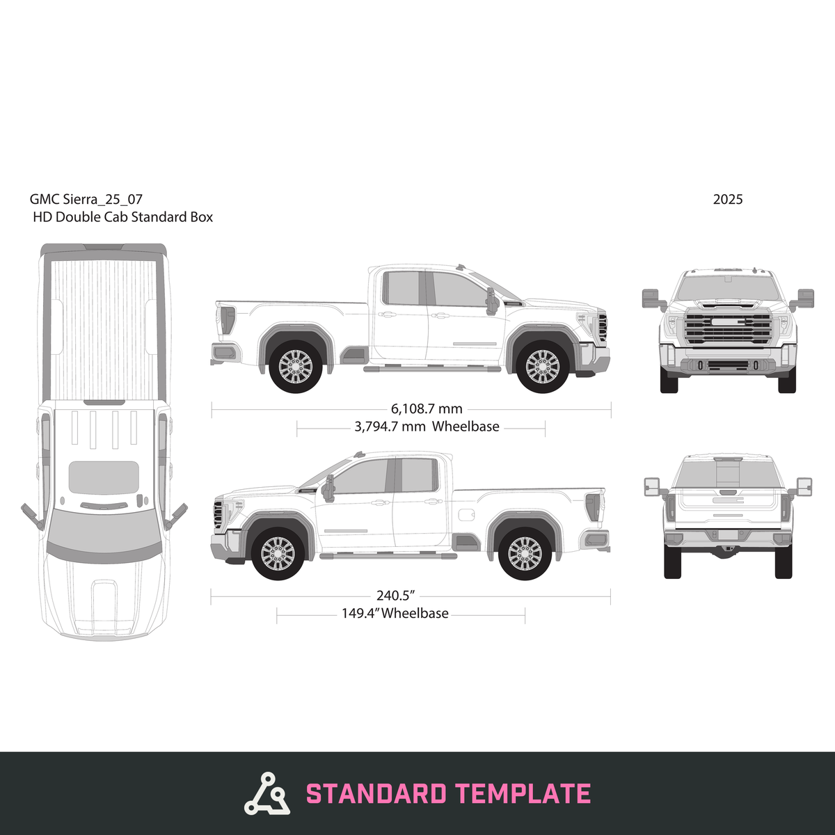 2025 GMC Sierra 2500-3500 HD vector wrap template V07, Design-Ready PDF - GravBase