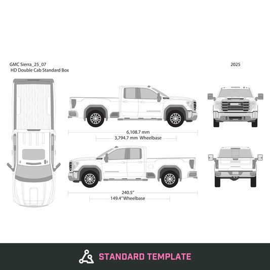 2025 GMC Sierra 2500-3500 HD vector wrap template V07, Design-Ready PDF - GravBase