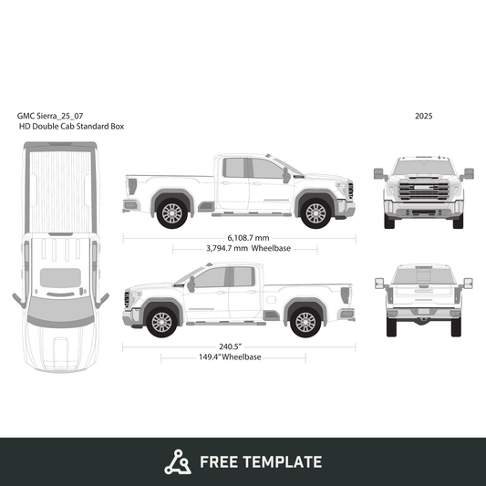 2025 GMC Sierra 2500-3500 HD free vector vehicle wrap template - GravBase