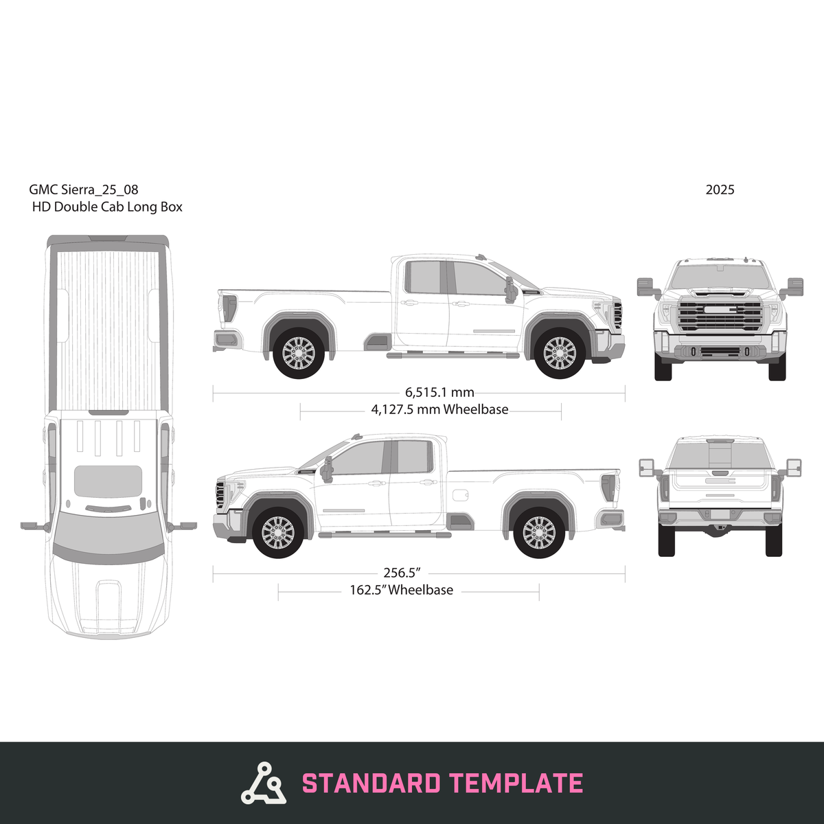 2025 GMC Sierra 2500-3500 HD vector wrap template V08, Design-Ready PDF - GravBase