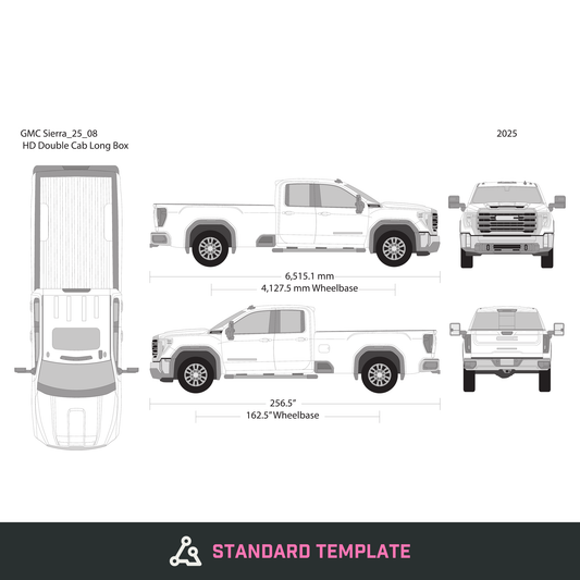 2025 GMC Sierra 2500-3500 HD vector wrap template V08, Design-Ready PDF - GravBase