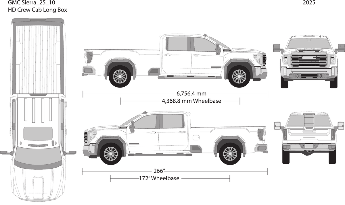 2025 GMC Sierra 2500-3500 HD vector wrap template V10, Design-Ready PDF - GravBase