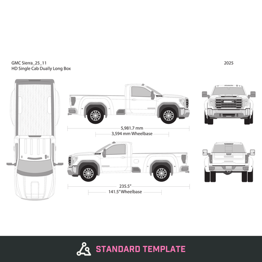 2025 GMC Sierra 2500-3500 HD vector wrap template V11, Design-Ready PDF - GravBase
