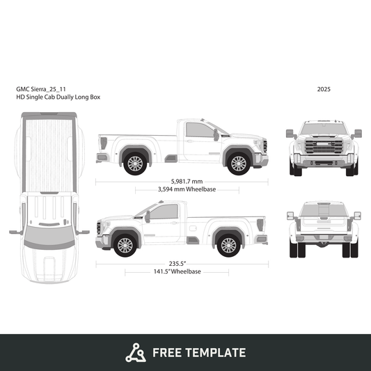 2025 GMC Sierra 2500-3500 HD free vector vehicle wrap template - GravBase