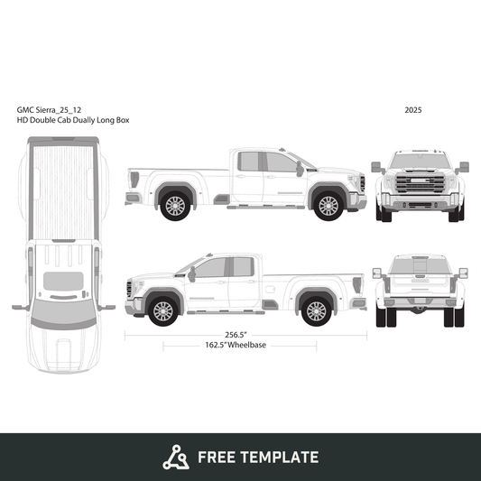 2025 GMC Sierra 2500-3500 HD free vector vehicle wrap template - GravBase