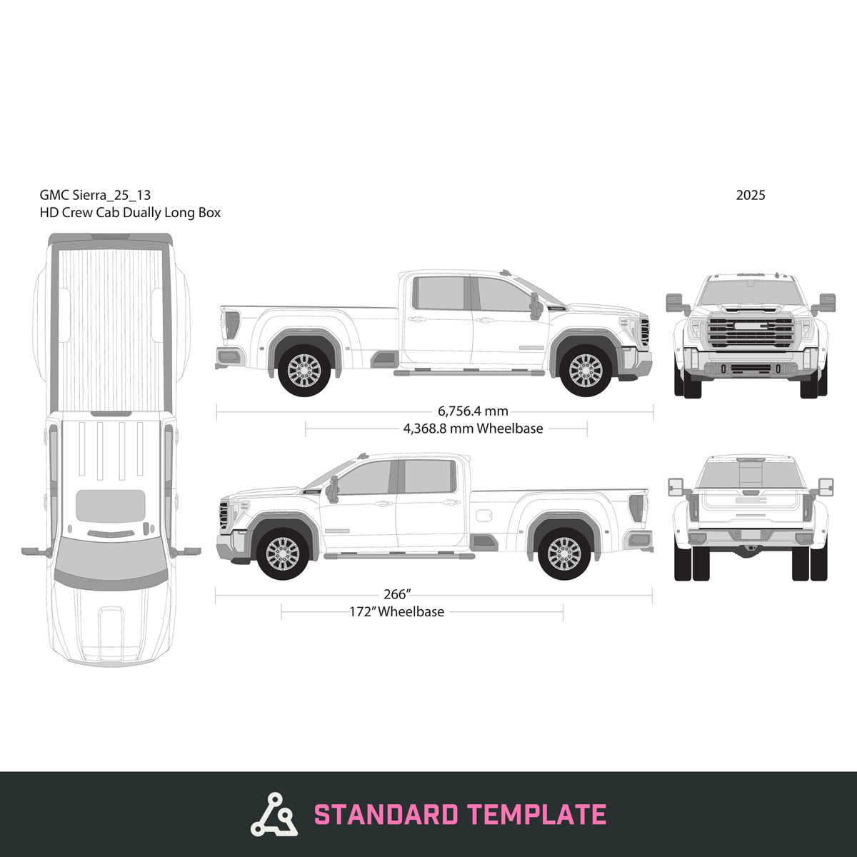 2025 GMC Sierra 2500-3500 HD vector wrap template V13, Design-Ready PDF - GravBase