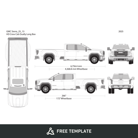2025 GMC Sierra 2500-3500 HD free vector vehicle wrap template - GravBase