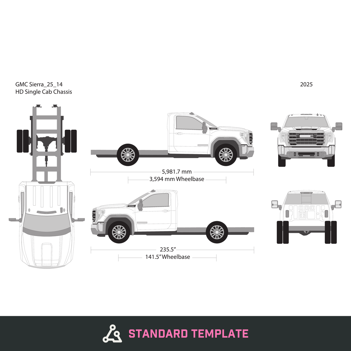 2025 GMC Sierra 2500-3500 HD vector wrap template V14, Design-Ready PDF - GravBase