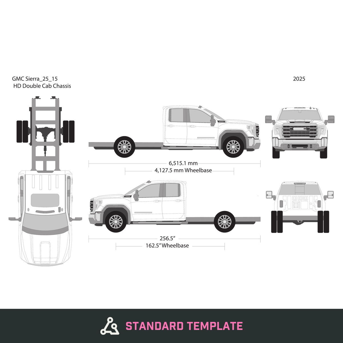 2025 GMC Sierra 2500-3500 HD vector wrap template V15, Design-Ready PDF - GravBase