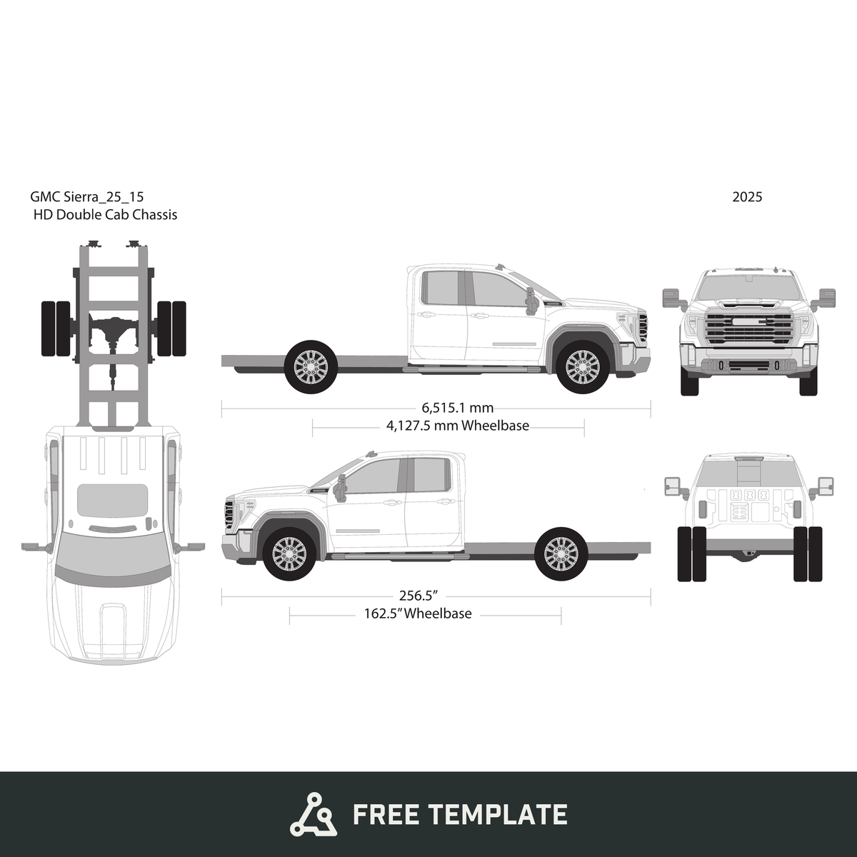 2025 GMC Sierra 2500-3500 HD free vector vehicle wrap template - GravBase