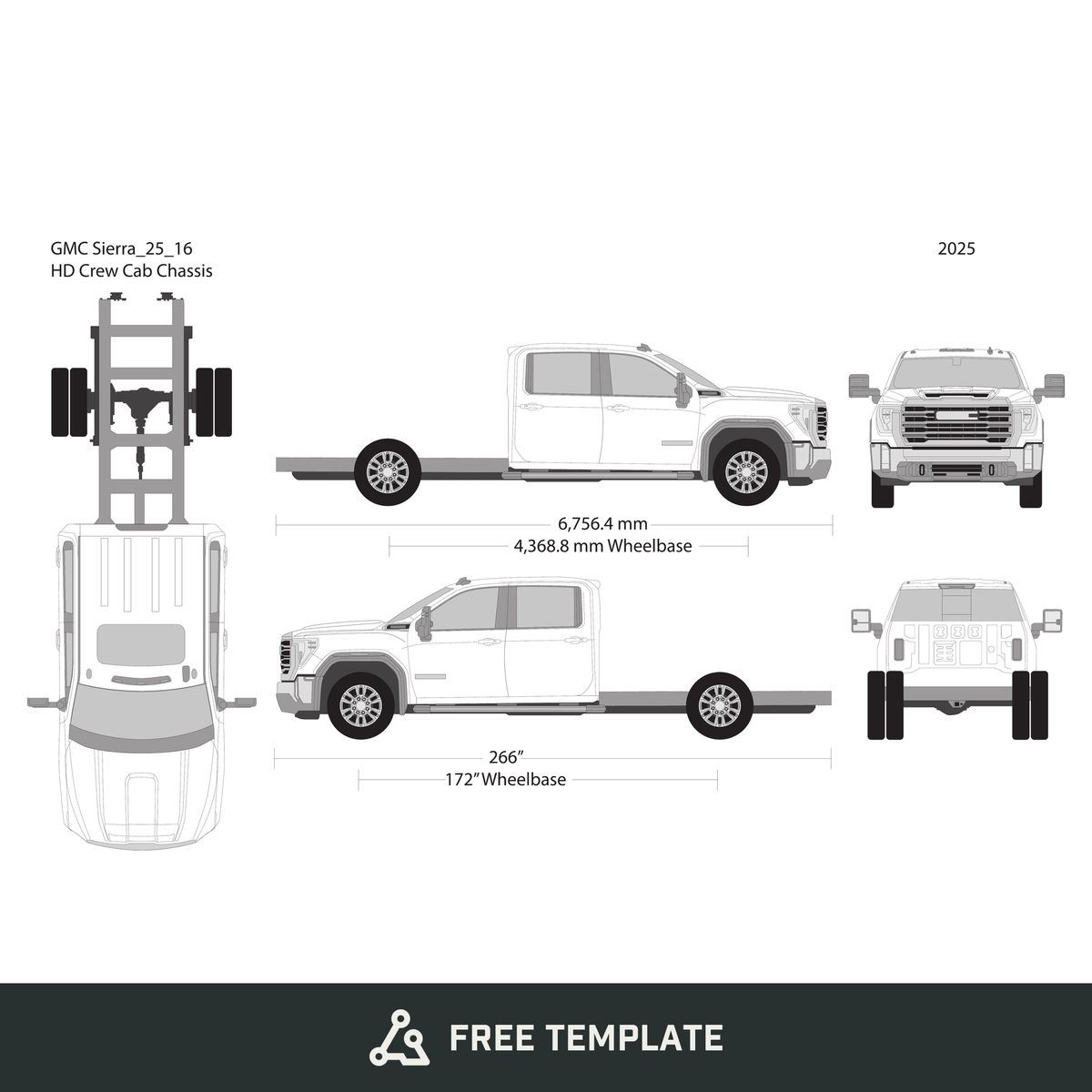 2025 GMC Sierra 2500-3500 HD free vector vehicle wrap template - GravBase