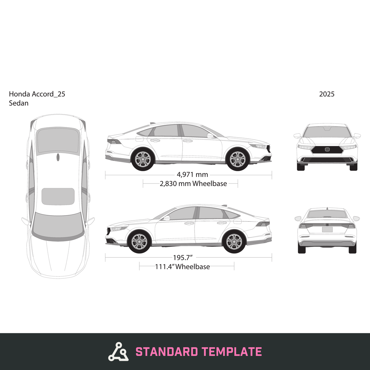 2025 Honda Accord Sedan vector wrap template, Design-Ready PDF - GravBase