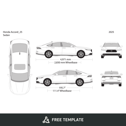2025 Honda Accord Sedan free vector vehicle wrap template - GravBase