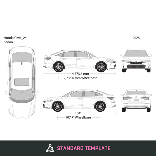 2025 Honda Civic Sedan vector wrap template, Design-Ready PDF - GravBase