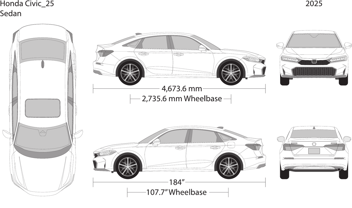 2025 Honda Civic Sedan vector wrap template, Design-Ready PDF - GravBase