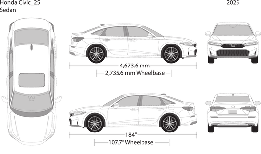 2025 Honda Civic Sedan vector wrap template, Design-Ready PDF - GravBase