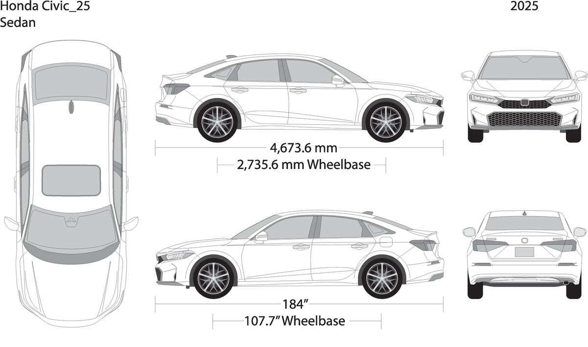2025 Honda Civic Sedan V25 Vehicle Wrap Template
