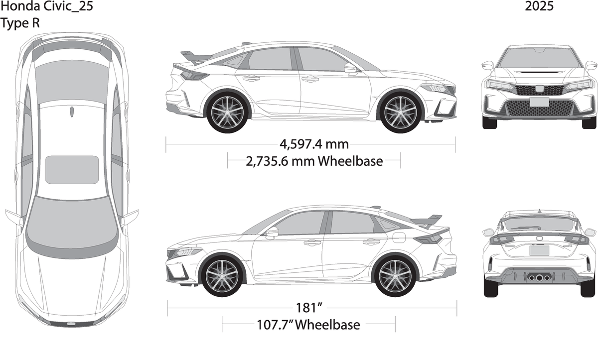2025 Honda Civic Type R V25 Vehicle Wrap Template