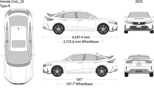 2025 Honda Civic Type R V25 Vehicle Wrap Template