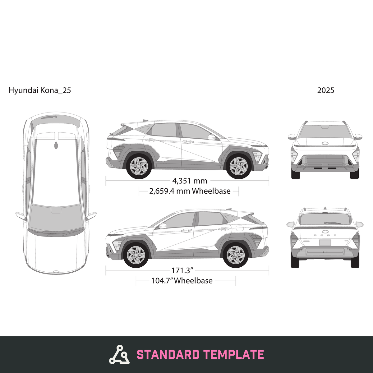 2025 Hyundai Kona vector wrap template, Design-Ready PDF - GravBase
