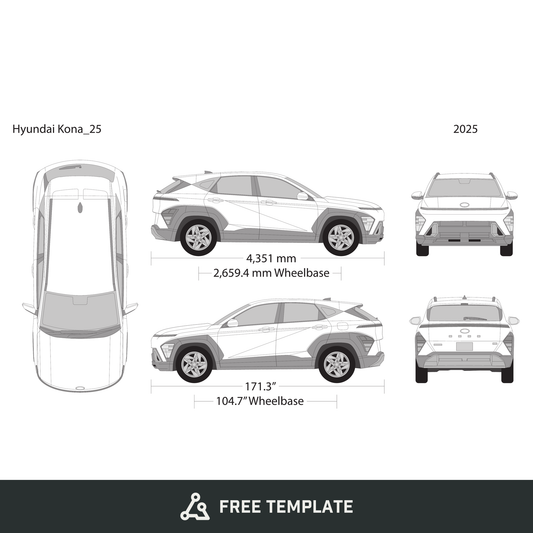 2025 Hyundai Kona free vector vehicle wrap template - GravBase
