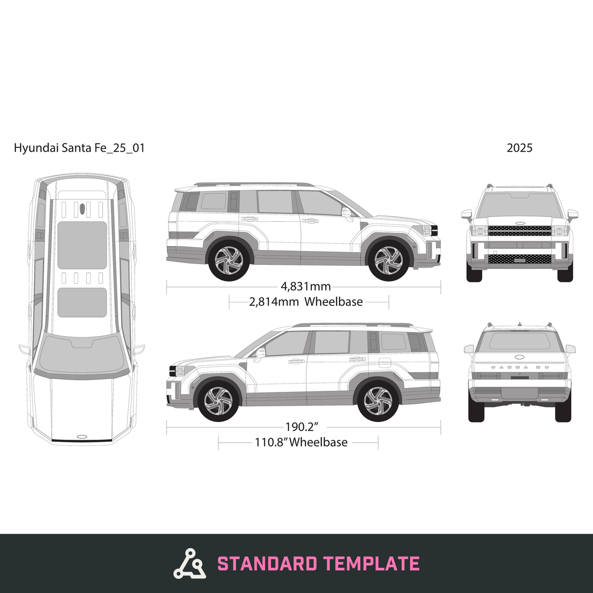 2025 Hyundai Santa Fe vector wrap template, Design-Ready PDF - GravBase