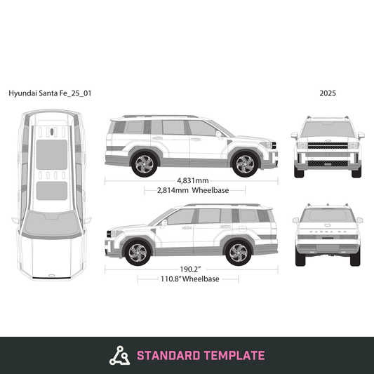 2025 Hyundai Santa Fe vector wrap template, Design-Ready PDF - GravBase