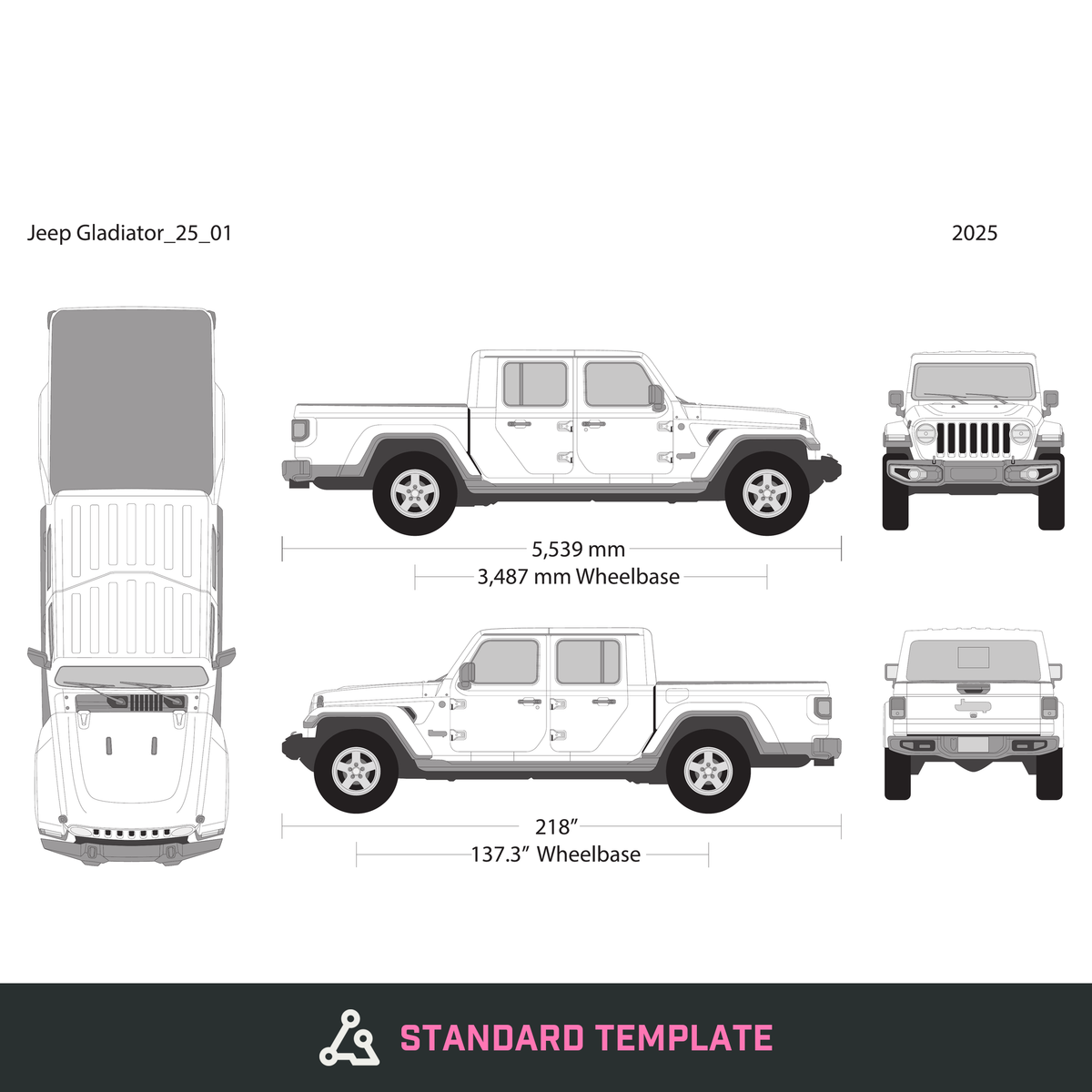 2025 Jeep Gladiator vector wrap template, Design-Ready PDF - GravBase