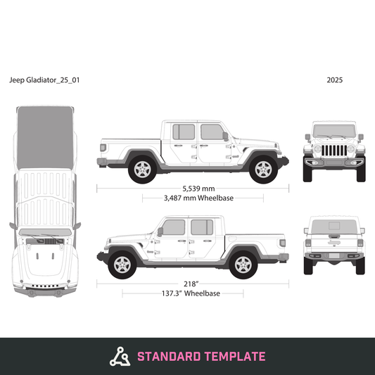 2025 Jeep Gladiator vector wrap template, Design-Ready PDF - GravBase