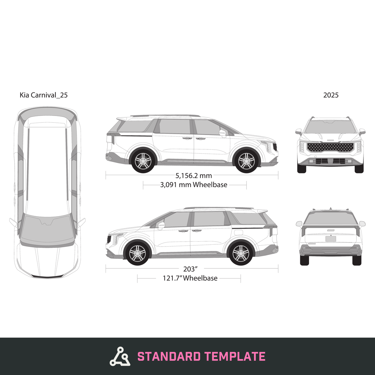 2025 Kia Carnival vector wrap template, Design-Ready PDF - GravBase