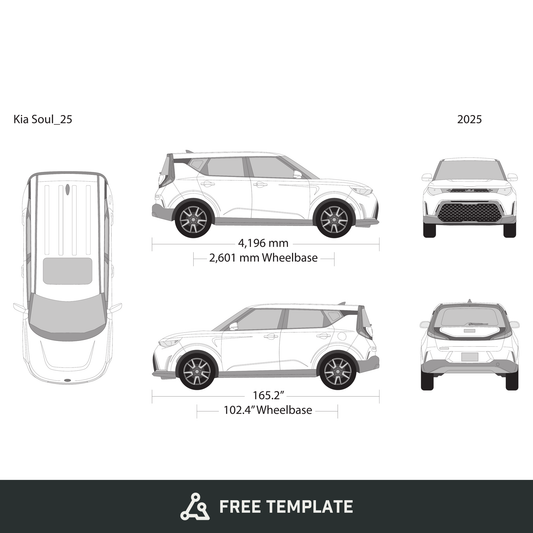 2025 Kia Soul free vector vehicle wrap template - GravBase