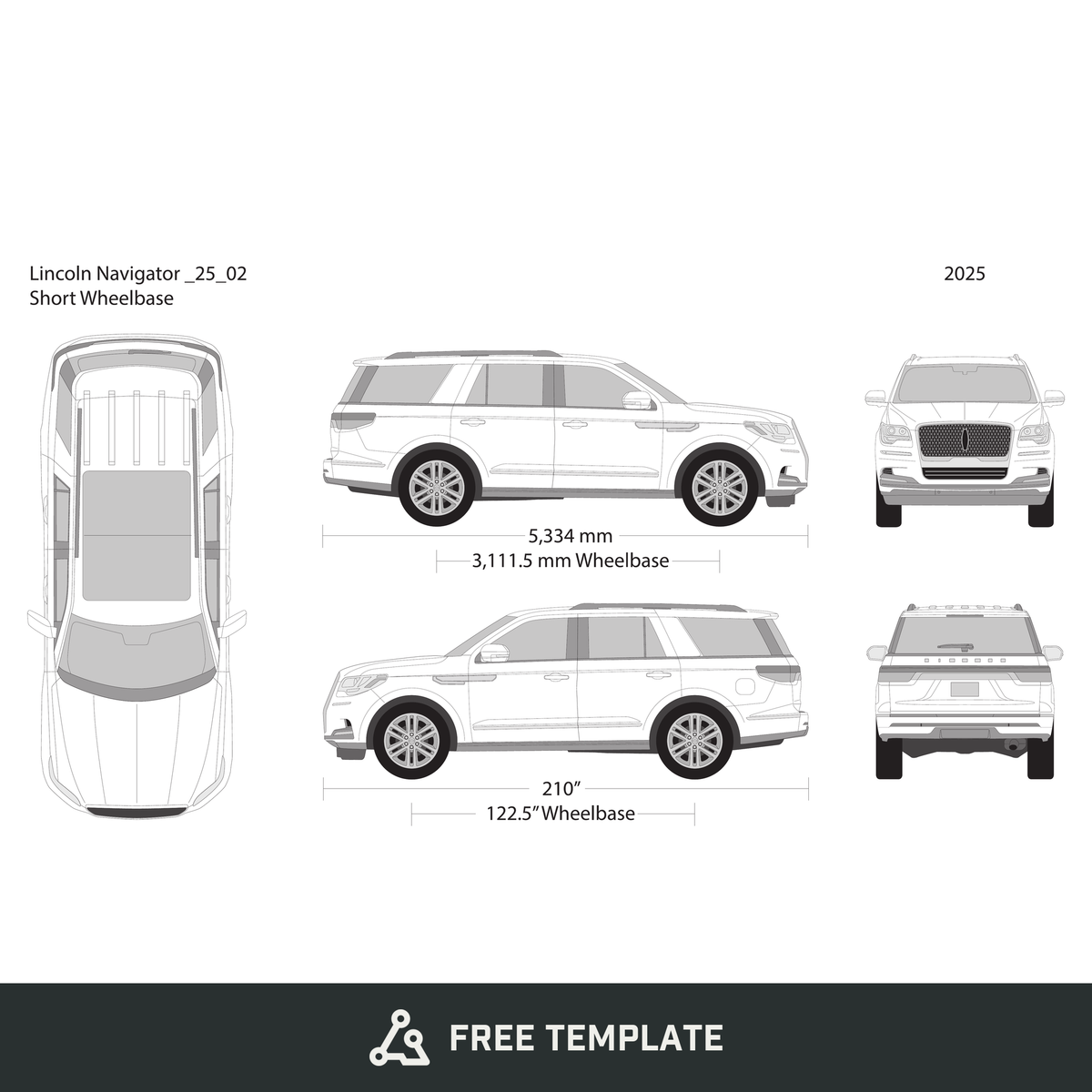 2025 Lincoln Navigator free vector vehicle wrap template - GravBase