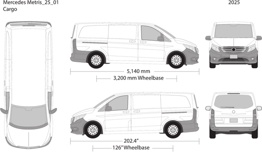 2025 Mercedes Metris vector wrap template V01, Design-Ready PDF - GravBase