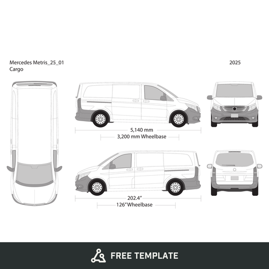 2025 Mercedes Metris free vector vehicle wrap template - GravBase