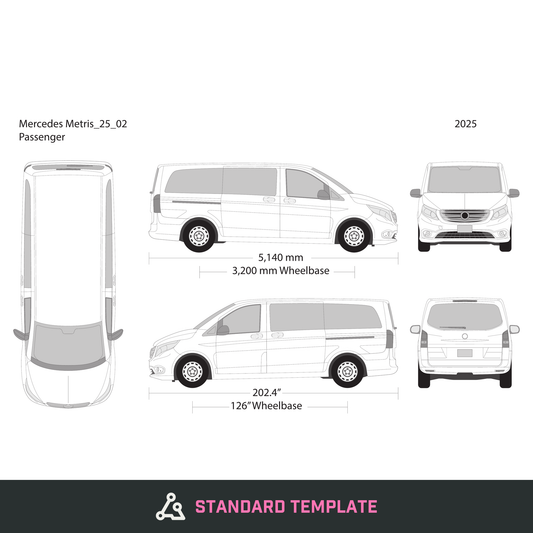 2025 Mercedes Metris vector wrap template V02, Design-Ready PDF - GravBase