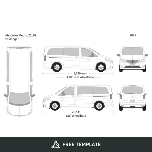 2025 Mercedes Metris free vector vehicle wrap template - GravBase