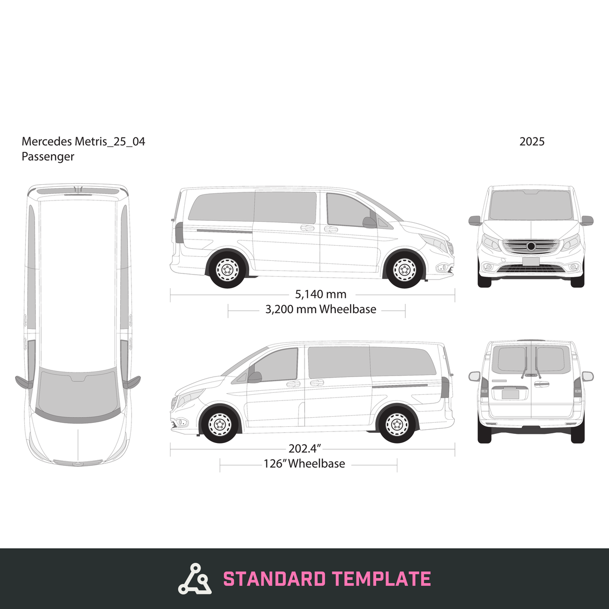 2025 Mercedes Metris vector wrap template V04, Design-Ready PDF - GravBase
