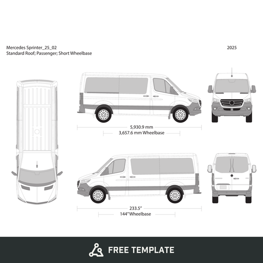 2025 Mercedes Sprinter free vector vehicle wrap template - GravBase