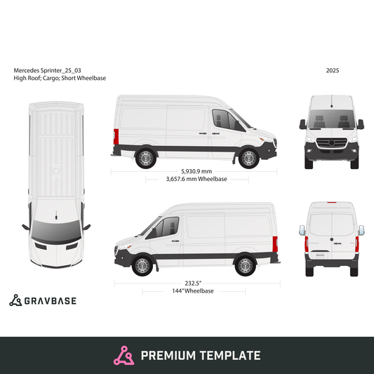 2025 Mercedes Sprinter vector wrap template V03, Premium Full Color - GravBase