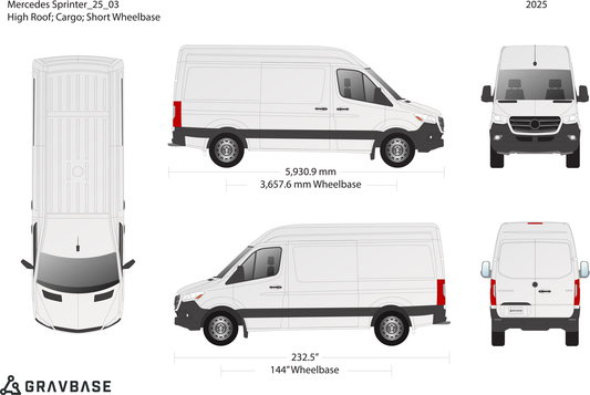 2025 Mercedes Sprinter vector wrap template V03, Premium Full Color - GravBase