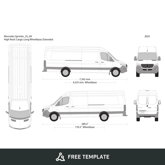 2025 Mercedes Sprinter free vector vehicle wrap template - GravBase
