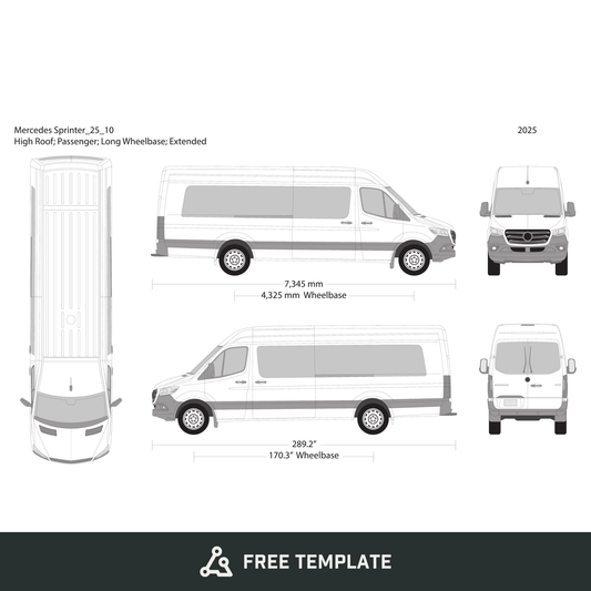 2025 Mercedes Sprinter free vector vehicle wrap template - GravBase