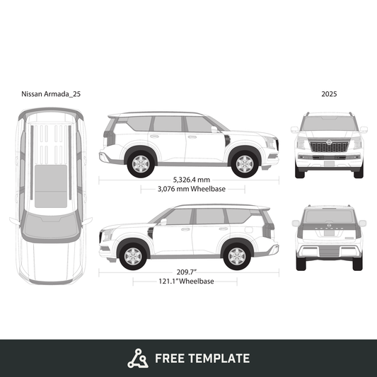 2025 Nissan Armada free vector vehicle wrap template - GravBase