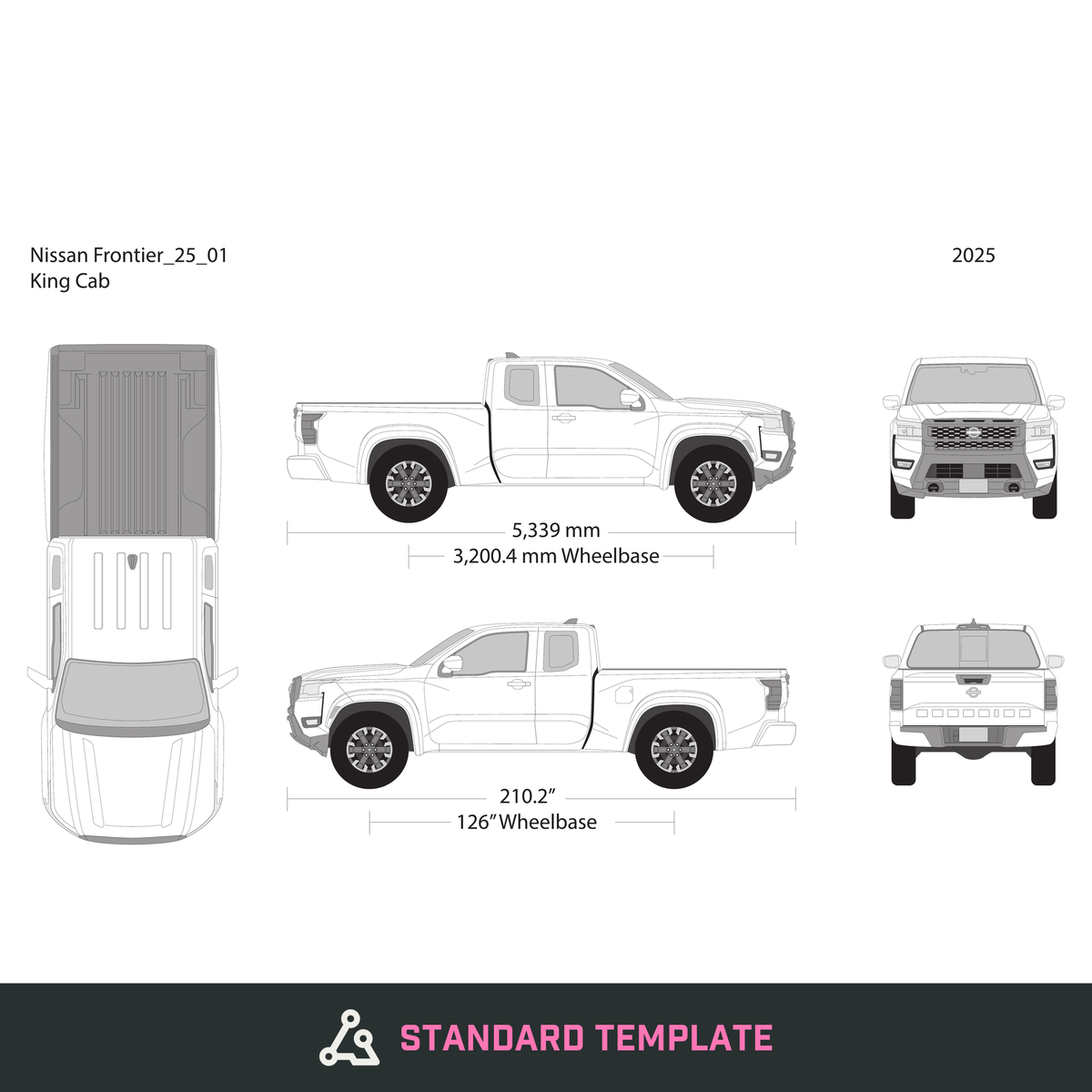 2025 Nissan Frontier vector wrap template V01, Design-Ready PDF - GravBase