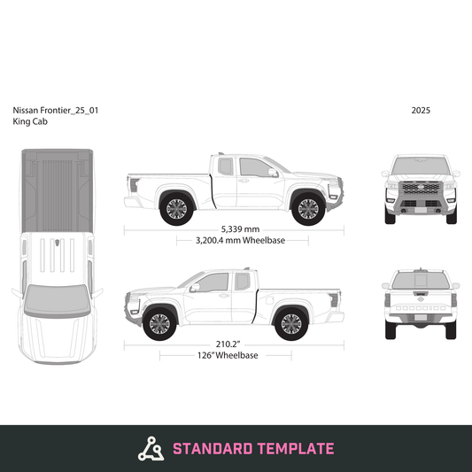2025 Nissan Frontier vector wrap template V01, Design-Ready PDF - GravBase