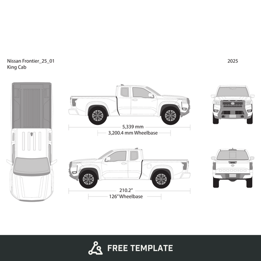 2025 Nissan Frontier front view free vector vehicle wrap template - GravBase