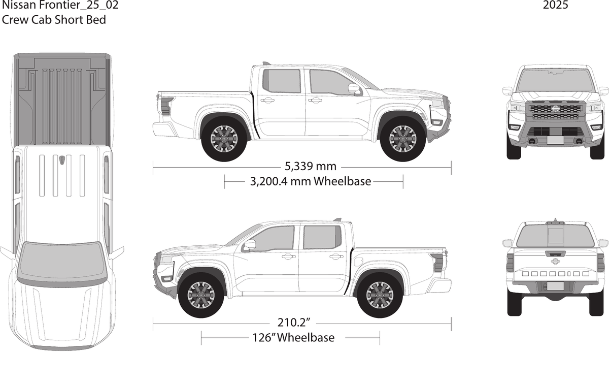 2025 Nissan Frontier vector wrap template V02, Design-Ready PDF - GravBase