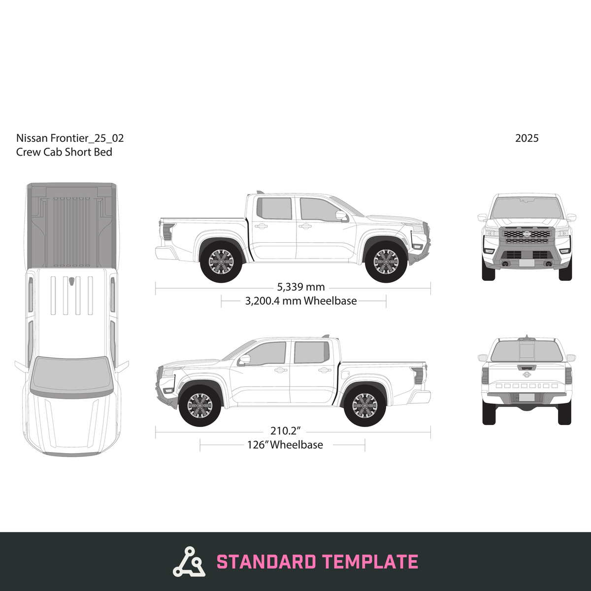 2025 Nissan Frontier vector wrap template V02, Design-Ready PDF - GravBase