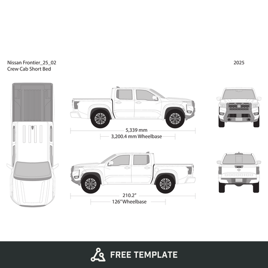 2025 Nissan Frontier front view free vector vehicle wrap template - GravBase