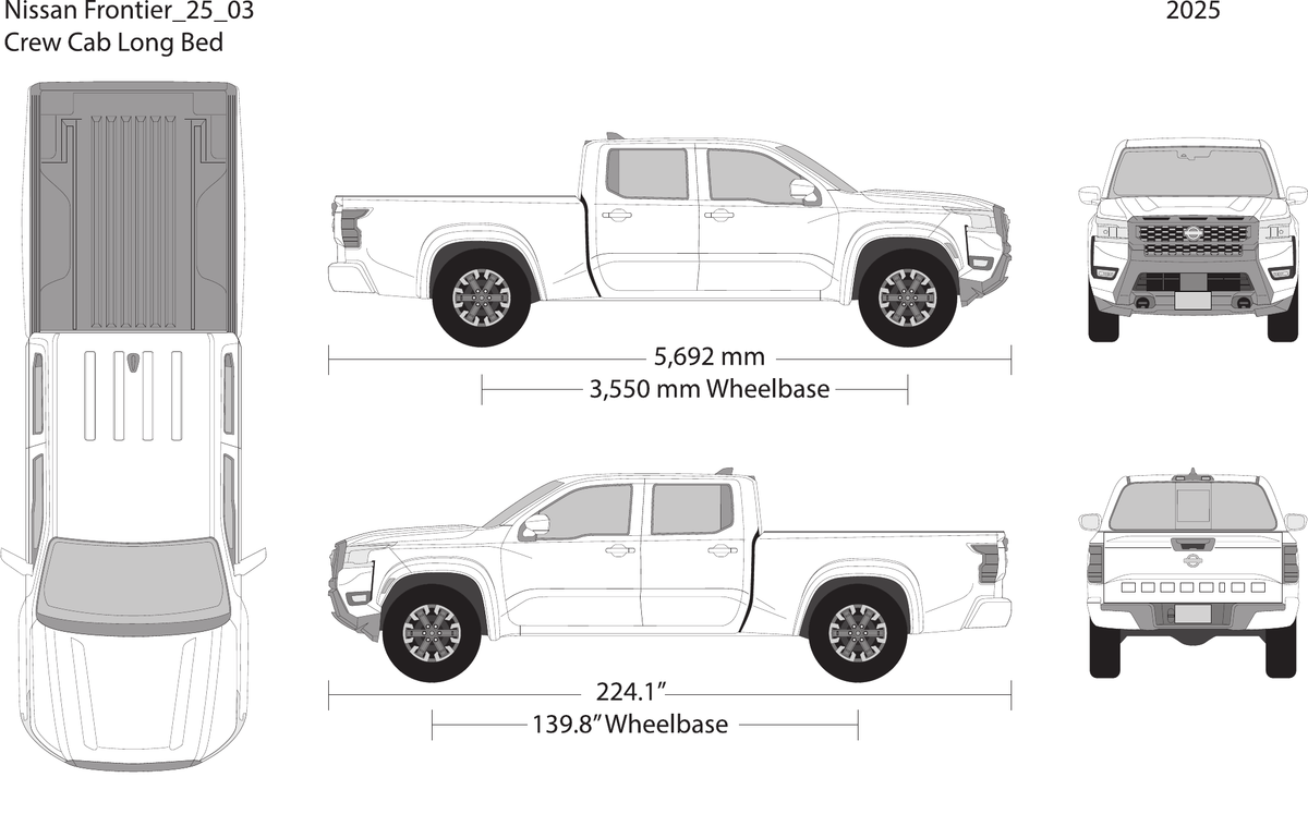 2025 Nissan Frontier vector wrap template V03, Design-Ready PDF - GravBase